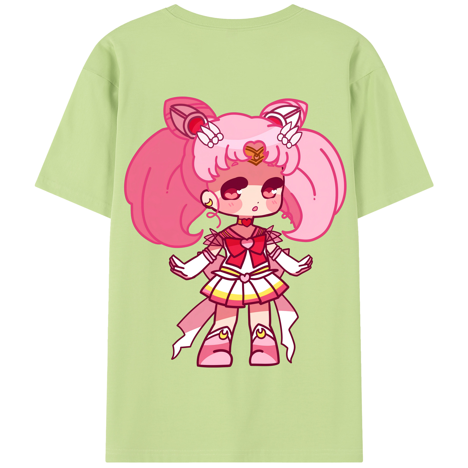 （画像用） 美少女戦士セーラームーン ちびうさ Sailor Moon Chibiusa Tsukino Usagi Small Lady Serenity 綿100％半袖Tシャツ（背面プリント）